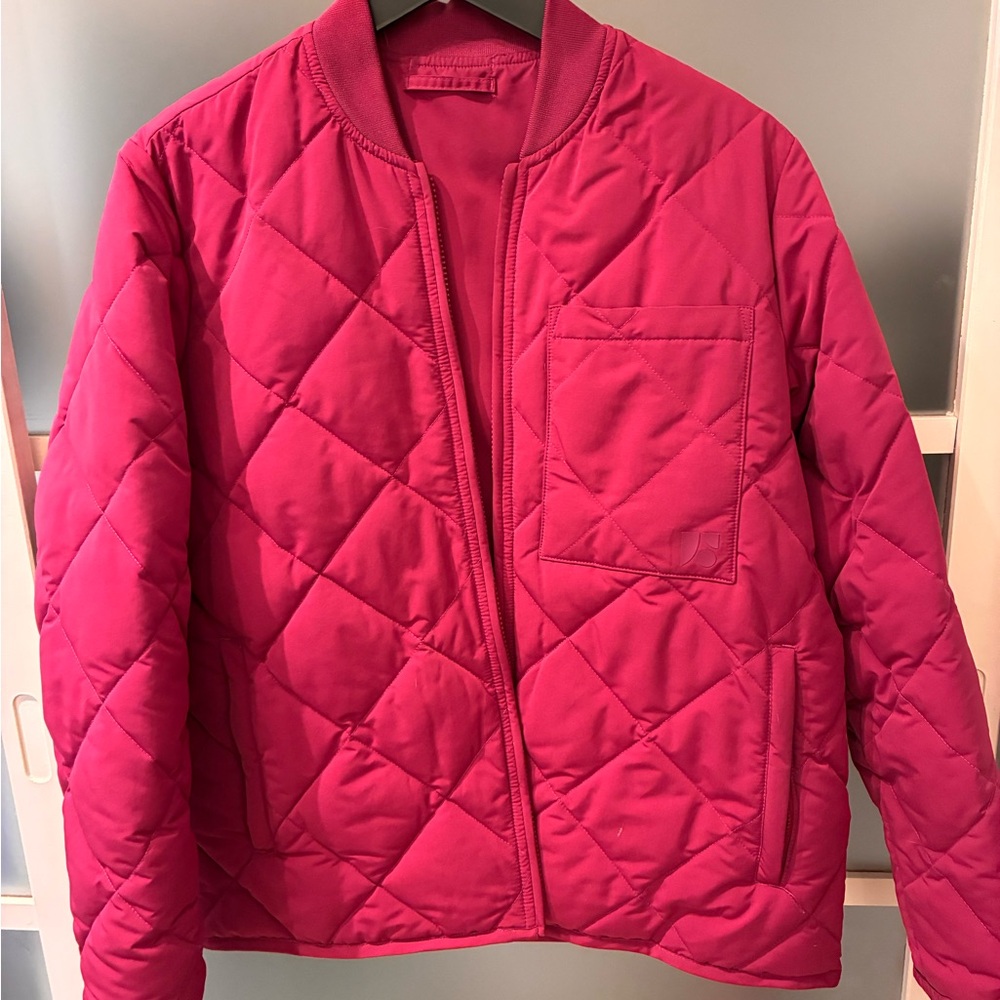 Frank & Oak Women's Fuchsia Quilted Bomber Jacket